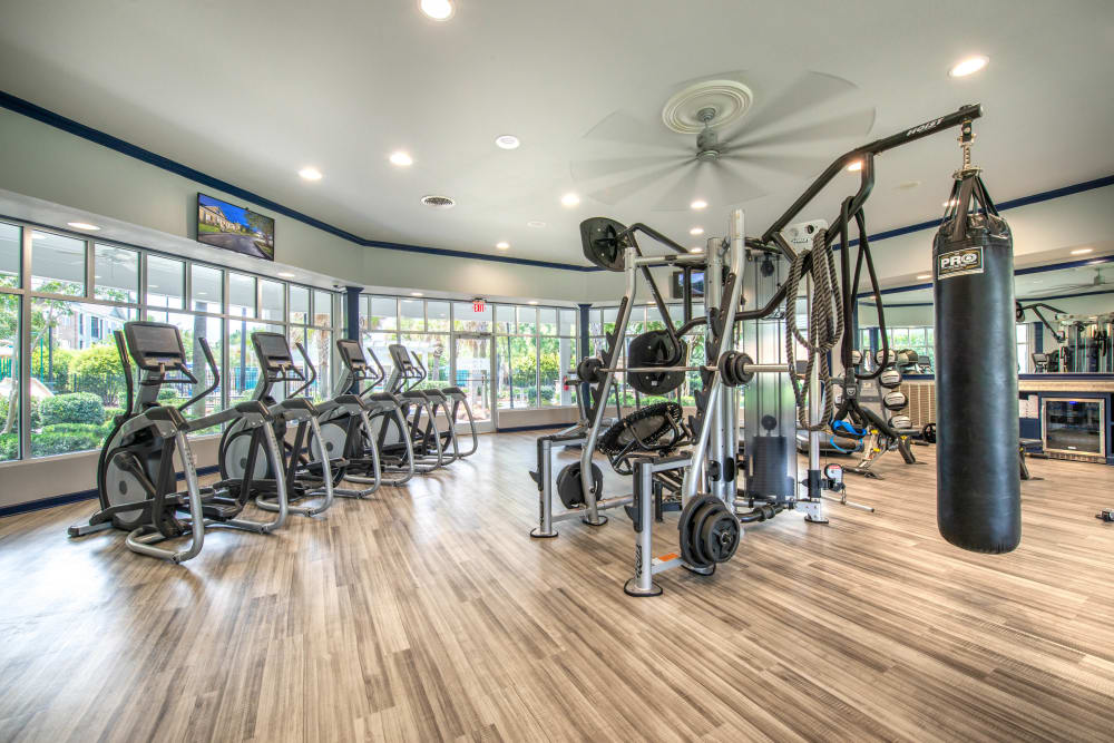 Plenty of cardio equipment in the fitness center at Olympus Carrington in Pooler, Georgia