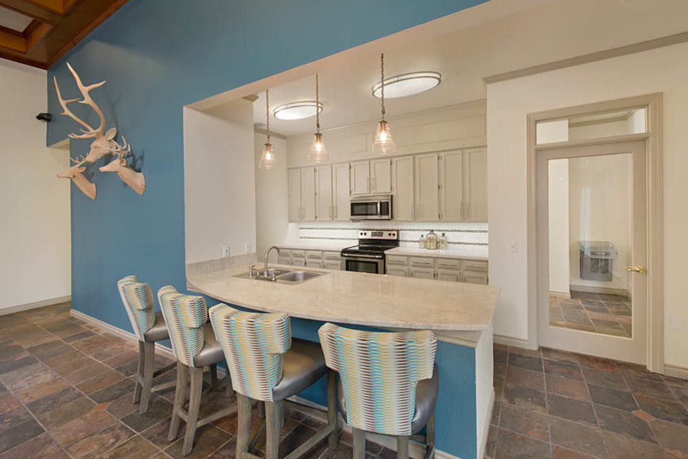 Community kitchen for entertaining guests at Cortland Village Apartment Homes in Hillsboro, Oregon