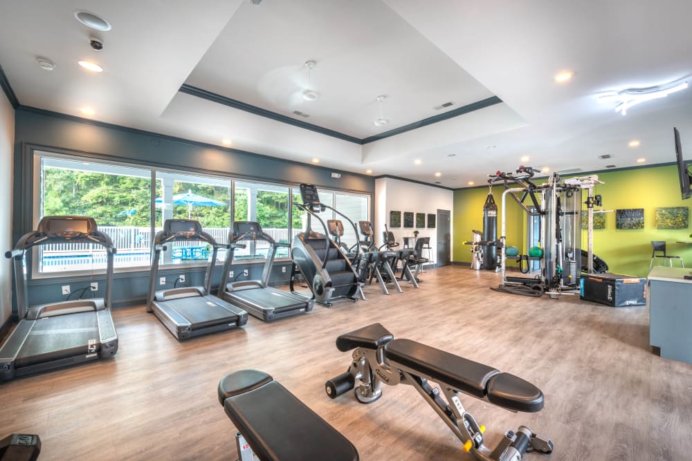 Well-equipped onsite fitness center at Olympus Fenwick in Savannah, Georgia