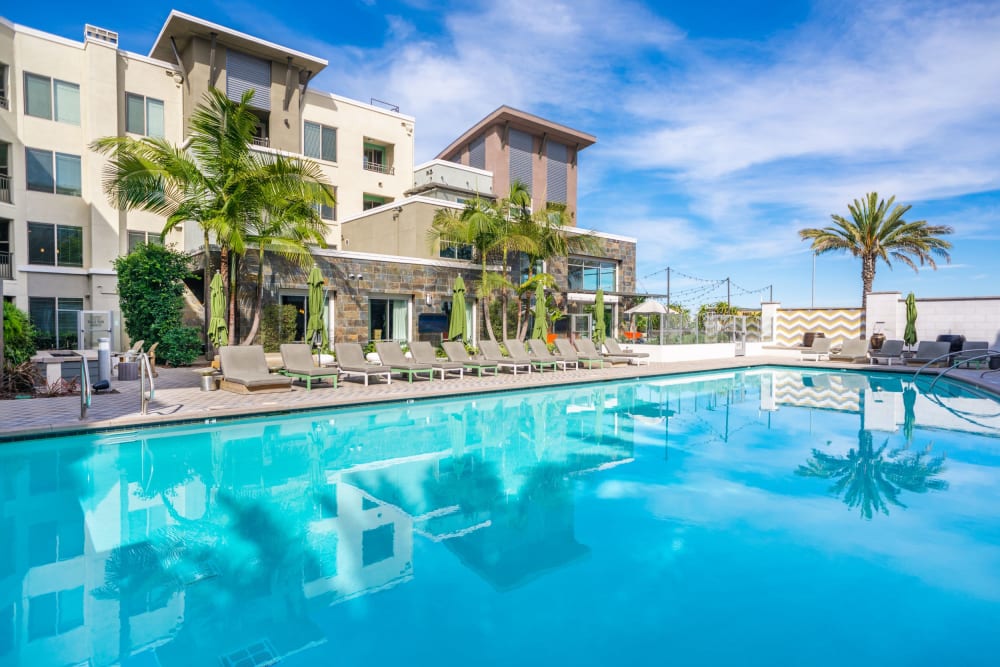 Resort Style Swimming Pool & Hot Tub at Olympus Corsair in San Diego, California