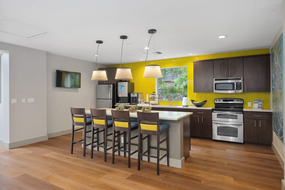 Community kitchen for entertaining guests at Waterhouse Place in Beaverton, Oregon