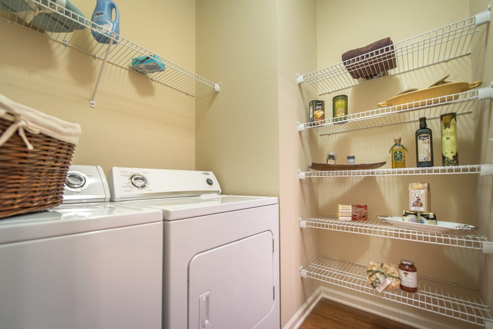 Washer & dryer in apartment at Odyssey Lake in Brunswick, Georgia