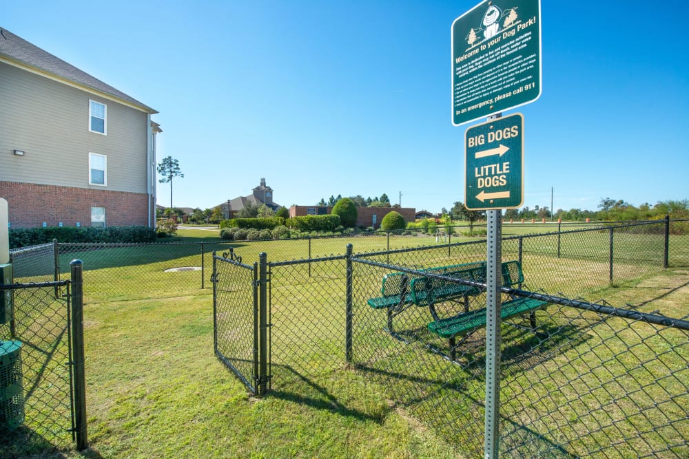 Onsite dog park for big and little dogs at Odyssey Lake in Brunswick, Georgia