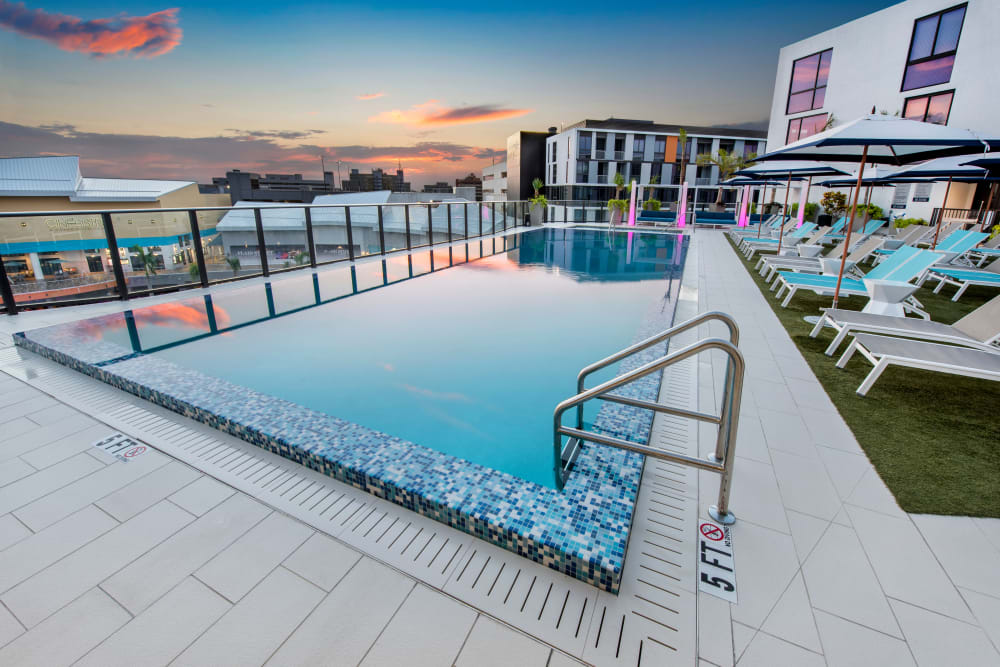 Sparkling swimming pool at The Flats in Doral, Florida
