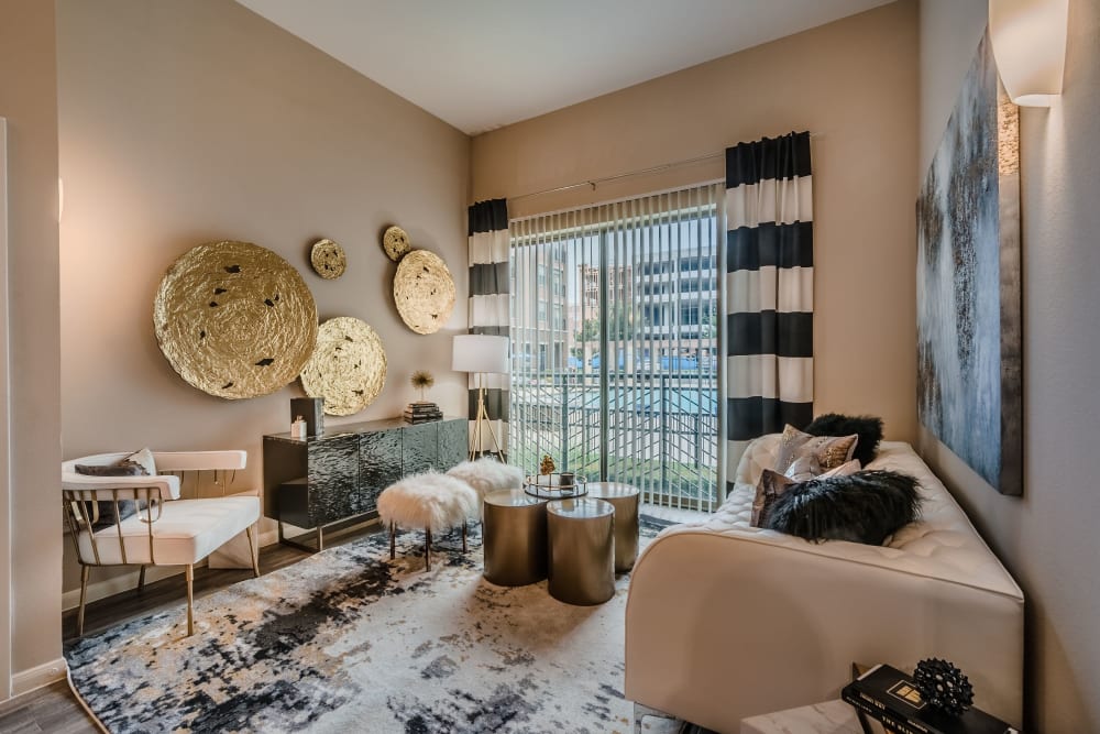 Spacious living room at Olympus Boulevard in Frisco, Texas