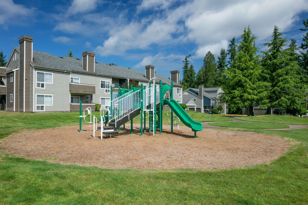 Children's playground with a large grass-lawn at The Carriages at Fairwood Downs in Renton, Washington