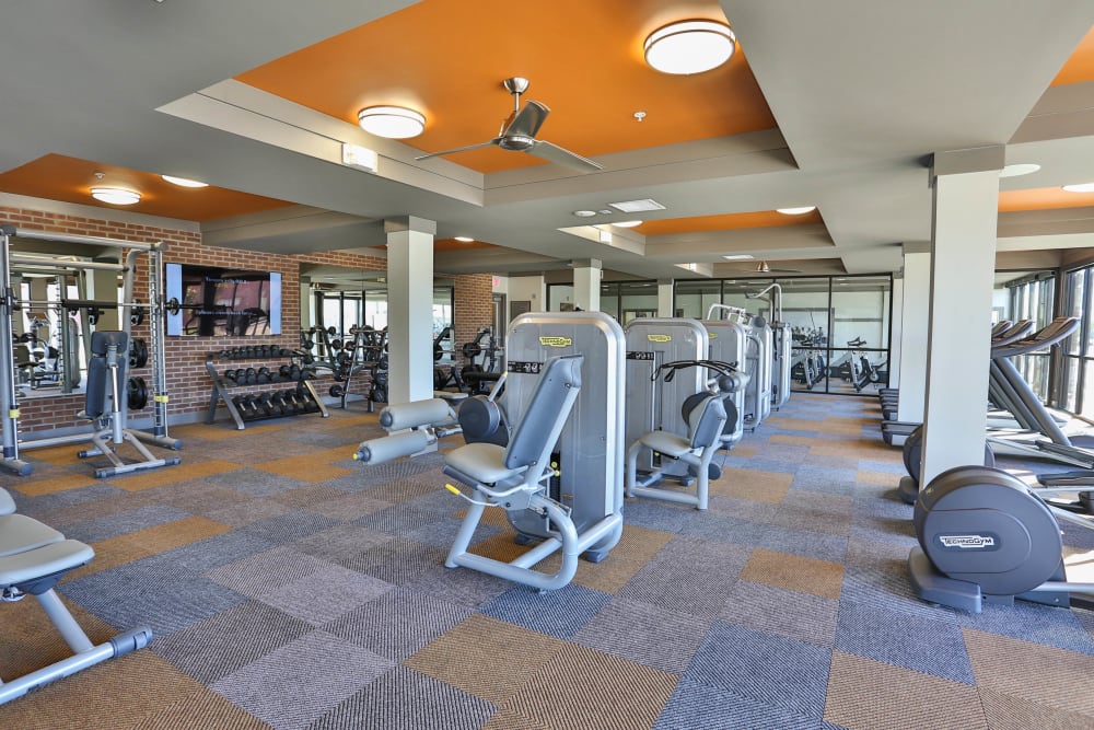 Well-equipped onsite fitness center at Olympus Steelyard in Chandler, Arizona