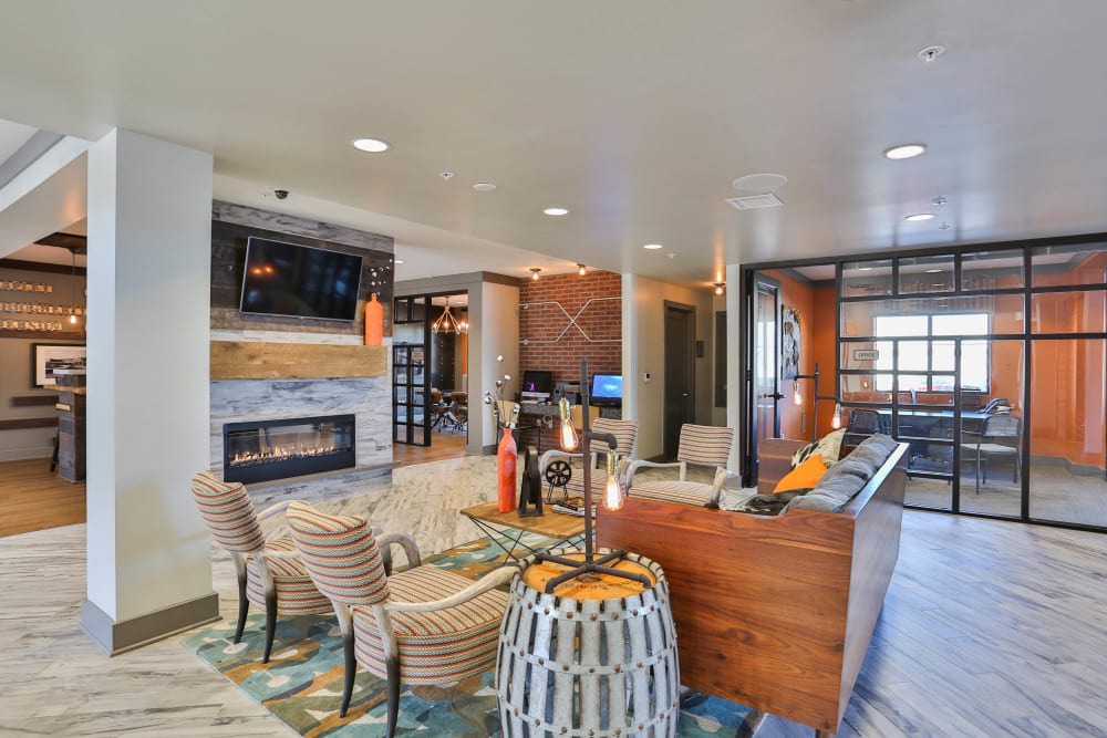 Lounge area in the leasing center at Olympus Steelyard in Chandler, Arizona