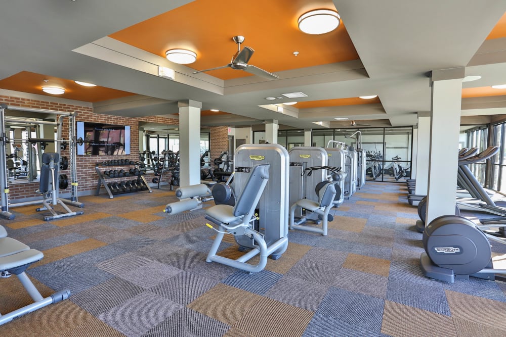 Very well-equipped fitness center at Olympus Steelyard in Chandler, Arizona