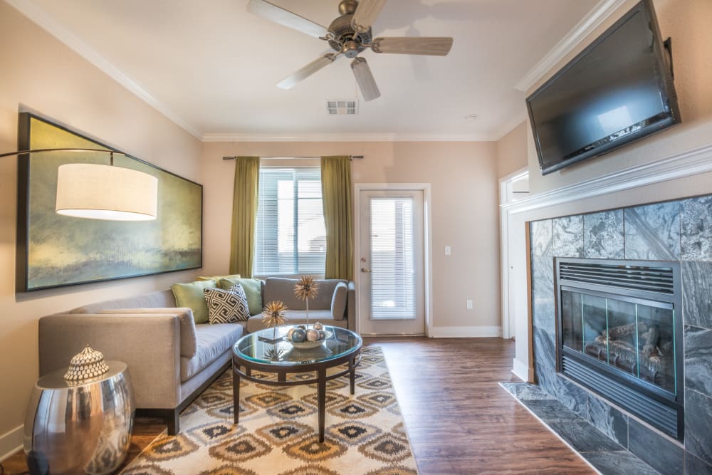 Large living room windows at Olympus Encantada in Albuquerque, New Mexico