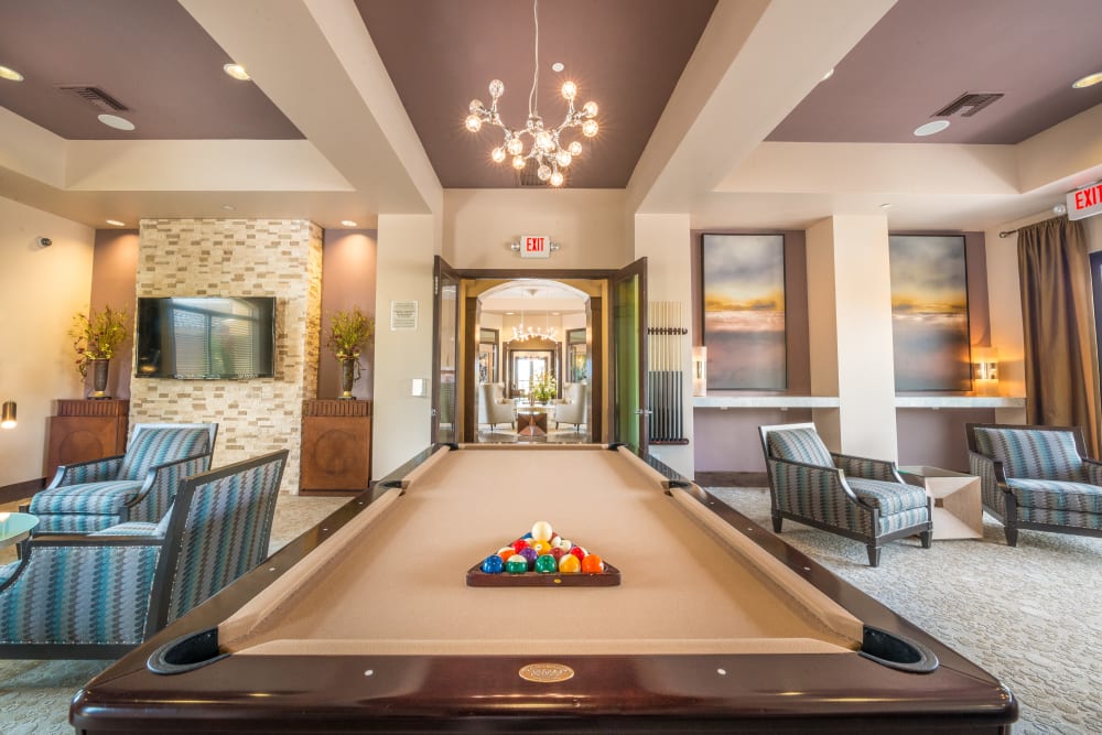 Pool table in the clubhouse at Olympus Encantada in Albuquerque, New Mexico