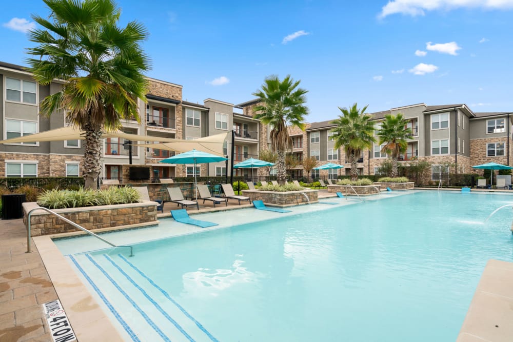 Pool stairs at Olympus Grand Crossing in Katy, Texas