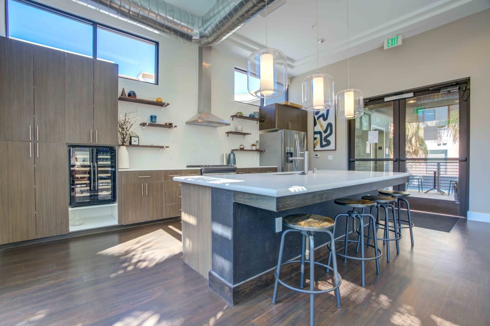 Kitchen in Clubhouse at Sofi Riverview Park in San Jose, California