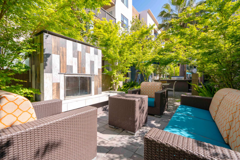 Outdoor seating available at Sofi Riverview Park in San Jose, California