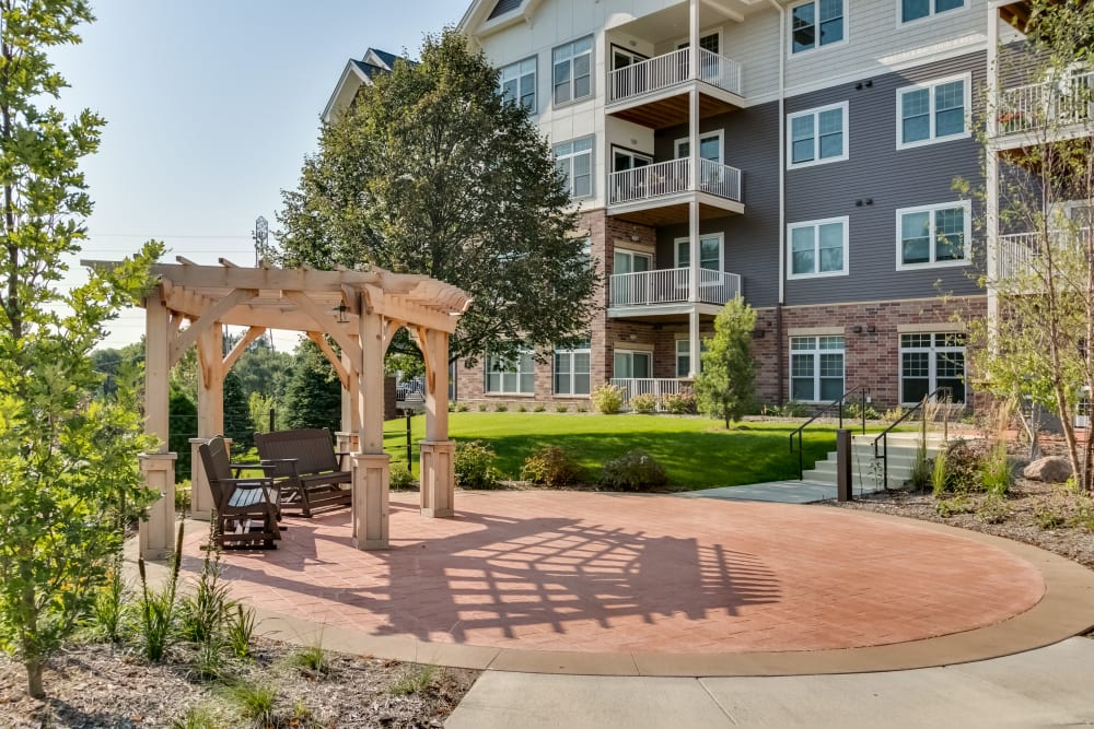 Gazebo in a courtyard at Applewood Pointe of Roseville at Central Park community in Roseville,  Minnesota. 