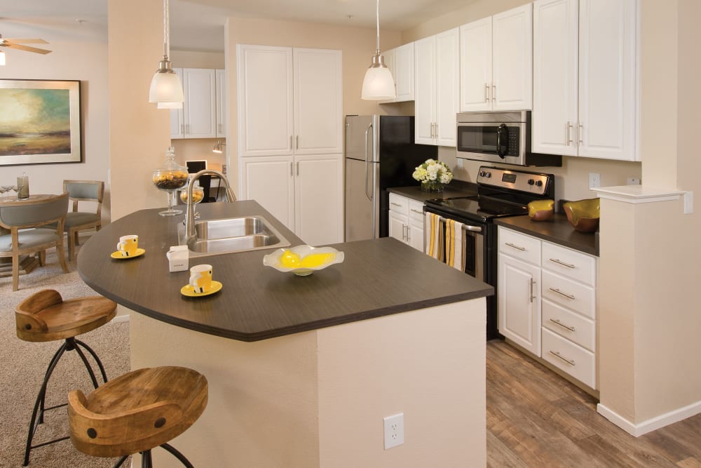 Beautiful, gourmet kitchen in a model home at Rosewalk in San Jose, California