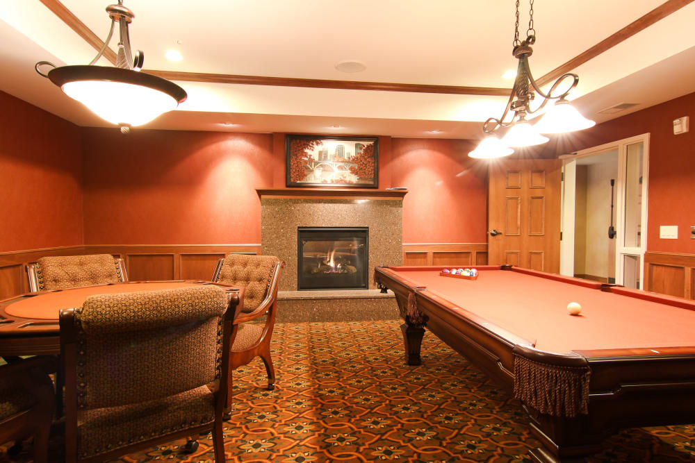 A game room at Applewood Pointe of Roseville at Langton Lake in Roseville, Minnesota. 