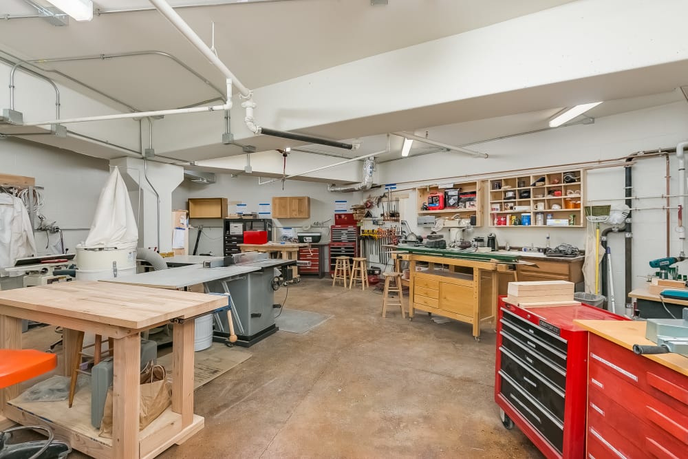 woodworking shop at Applewood Pointe of Shoreview in Shoreview, Minnesota. 
