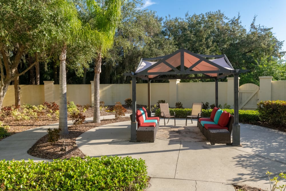 Outdoor Lounge area at Village Place in Port Charlotte, Florida.