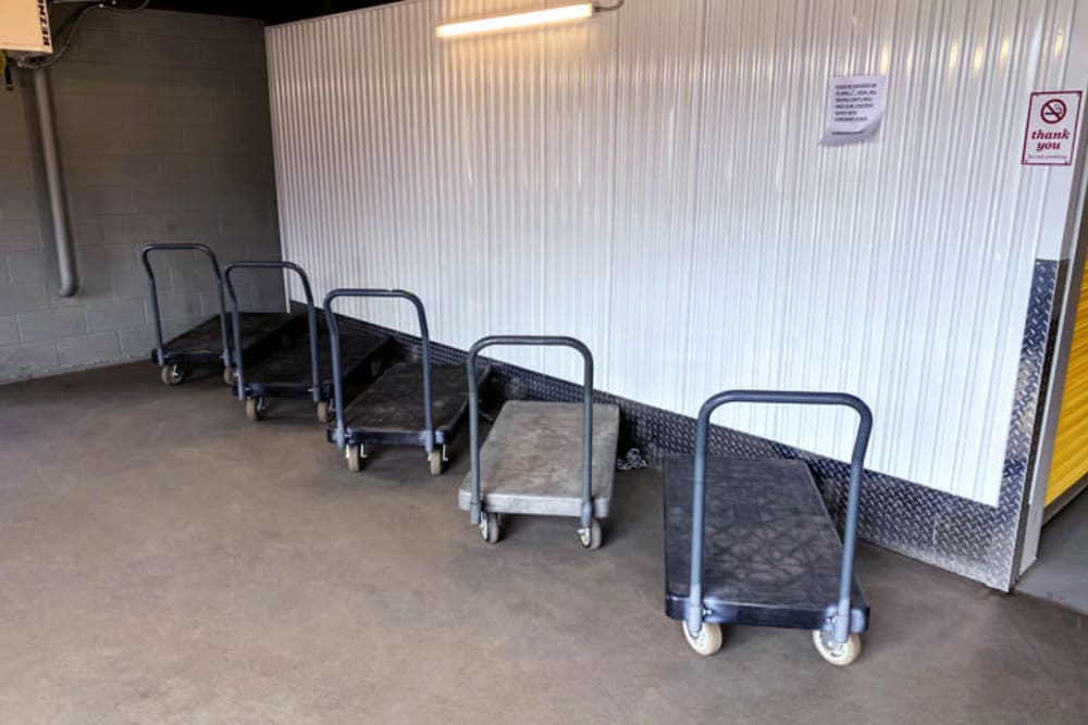 Free carts available for tenant use at Storage 365 in Colorado Springs, Colorado