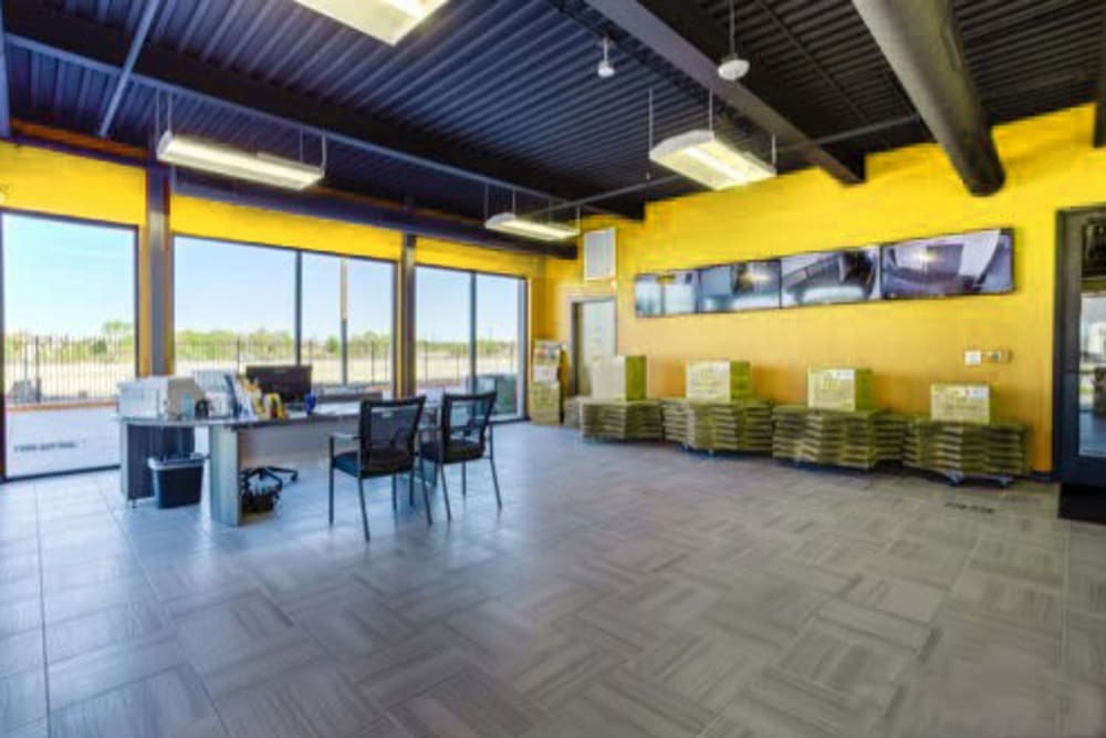 The office and leasing desk at Storage 365 in Garland, Texas