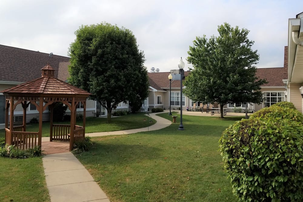 Walking path through the grounds of Clover Ridge Place in Maquoketa, Iowa.