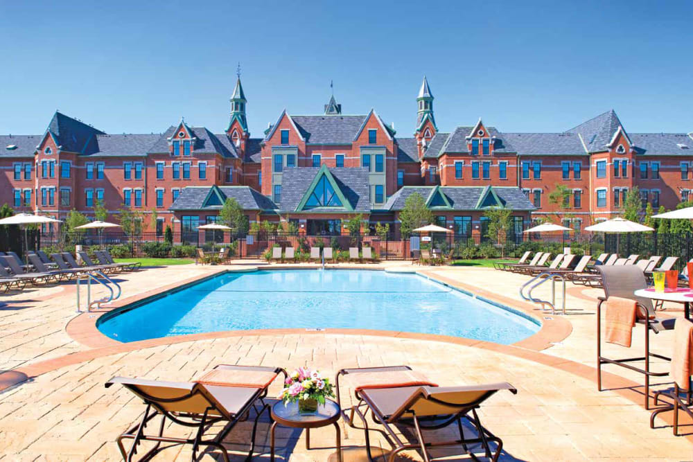 Sparkling swimming pool at Bradlee Danvers in Danvers, Massachusetts