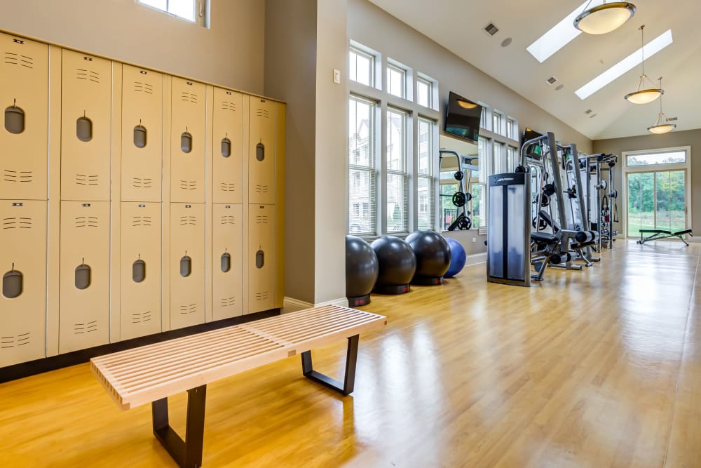 Spacious gym with plenty of workout stations at The Oaks Of Vernon Hills in Vernon Hills, Illinois