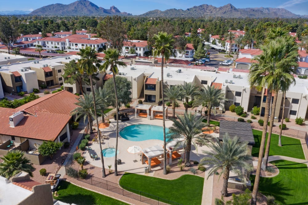 Aerial view of Avia McCormick Ranch Apartments in Scottsdale, Arizona