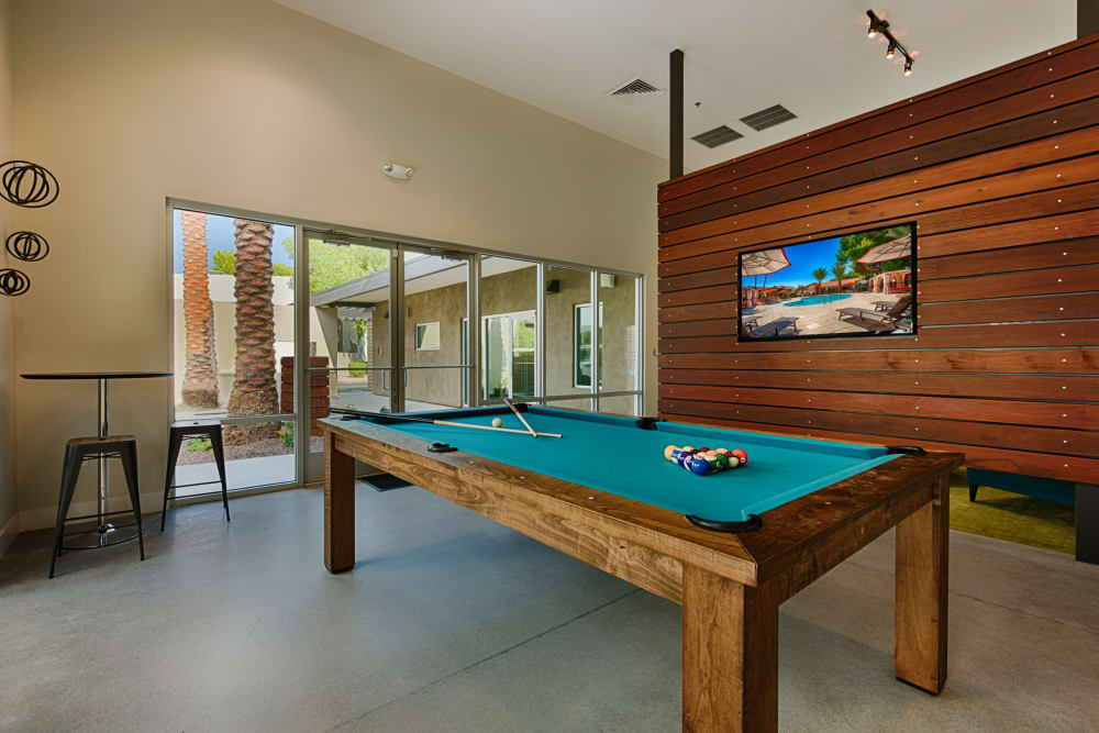Billiards table in Avia McCormick Ranch Apartments's clubhouse in Scottsdale, Arizona