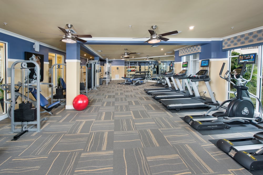 Fully equipped fitness center at Integra Lakes in Casselberry, Florida