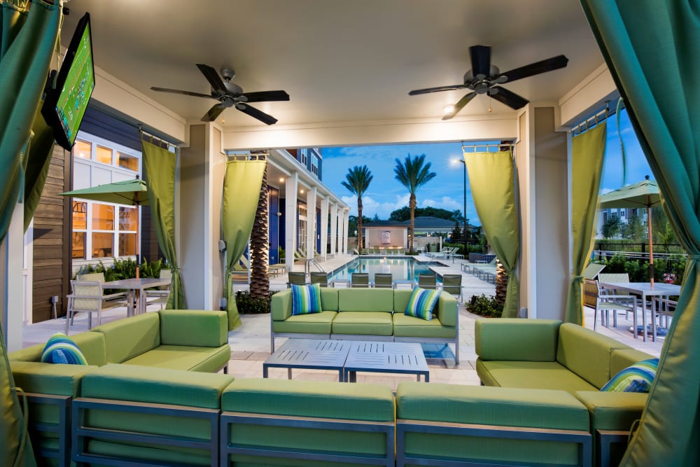 Poolside patio at Integra Lakes in Casselberry, Florida