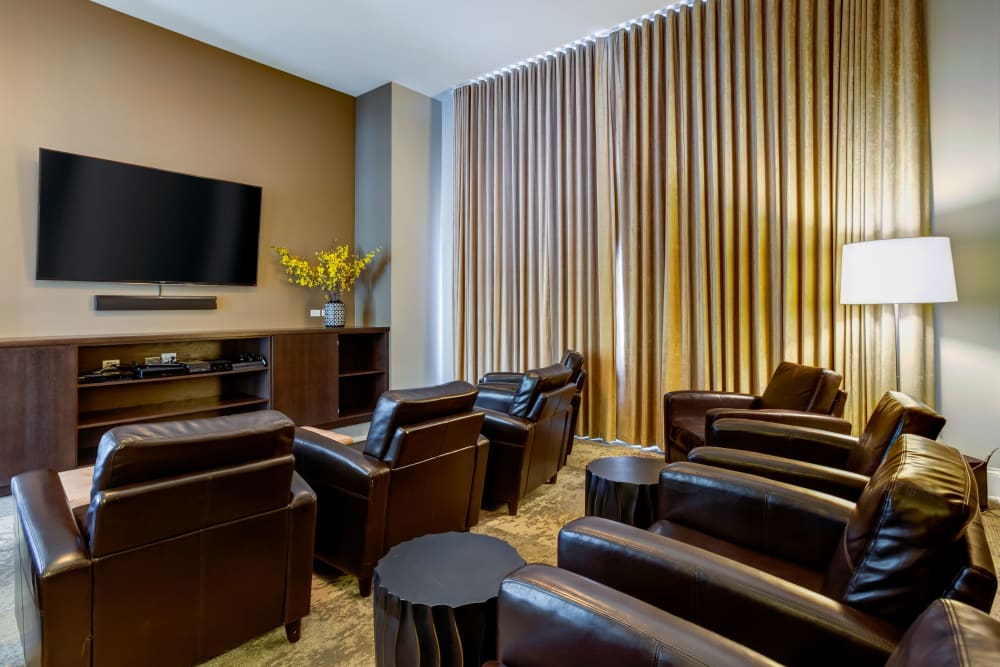 Video room for watching movies with friends at The Oaks Of Vernon Hills in Vernon Hills, Illinois