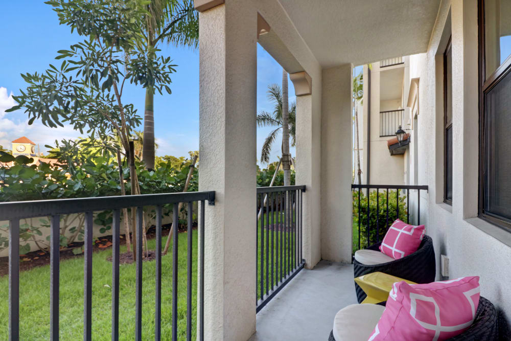 Private balcony at Linden Pointe in Pompano Beach, Florida
