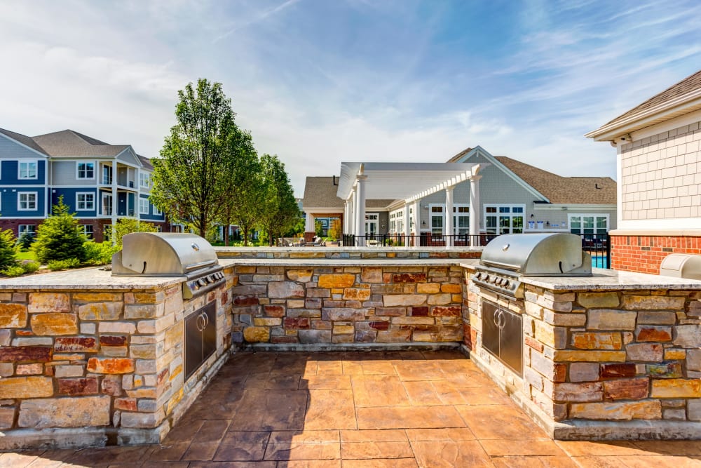 Grilling station at Northgate Crossing in Wheeling, Illinois