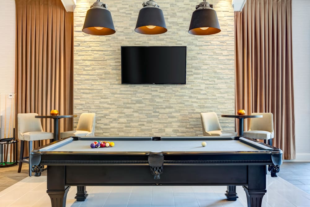Billiards table in Northgate Crossing's clubhouse in Wheeling, Illinois