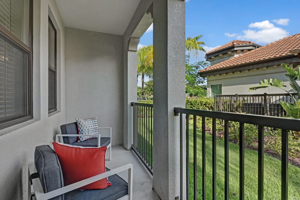 Private balcony at Linden Pointe in Pompano Beach, Florida