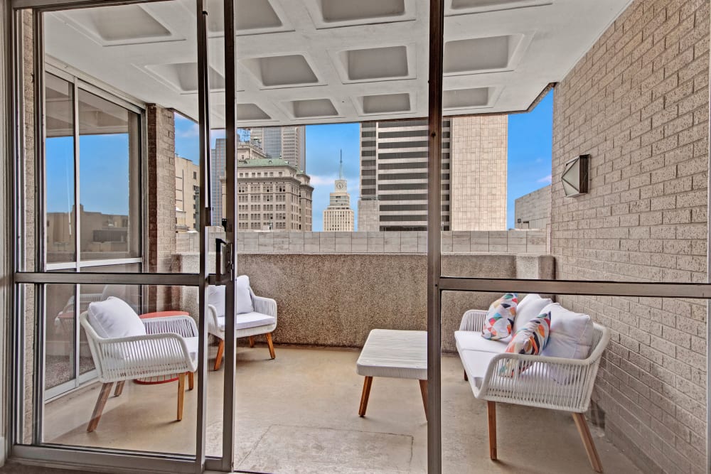 Private balcony at Manor House in Dallas, Texas