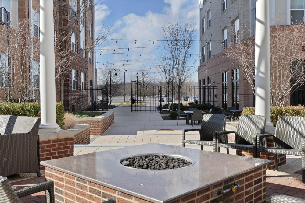 Fire pit at The Mark at Brickyard Apartment Homes in Beltsville, Maryland.