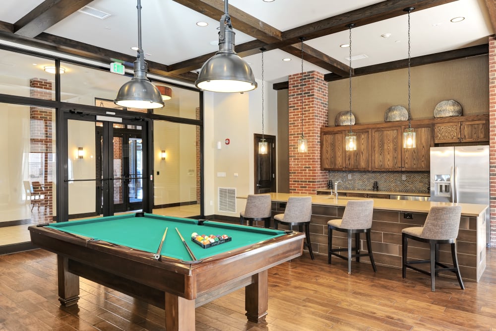 Billiards table in The Mark at Brickyard Apartment Homes's clubhouse in Beltsville, Maryland