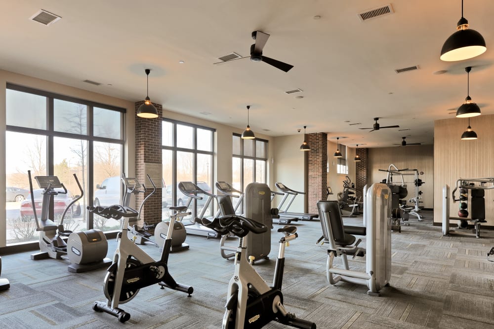 24-Hr Fitness Center at The Mark at Brickyard Apartment Homes in Beltsville, Maryland