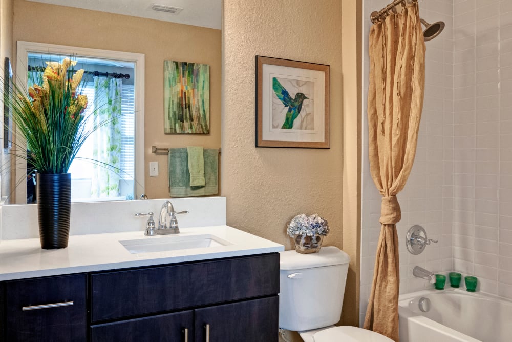 Bright bathroom at City Center on 7th Apartment Homes in Pembroke Pines, Florida