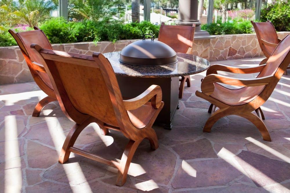 Fire pit area at El Potrero Apartments in Bakersfield, California