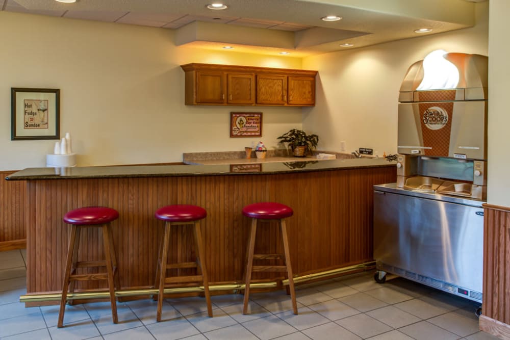 Ice cream bar and machine at Prairie Hills in Clinton, Iowa.