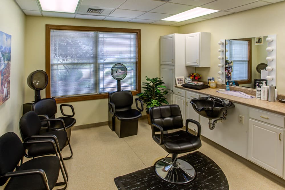 Resident hair salon at Prairie Hills in Clinton, Iowa.