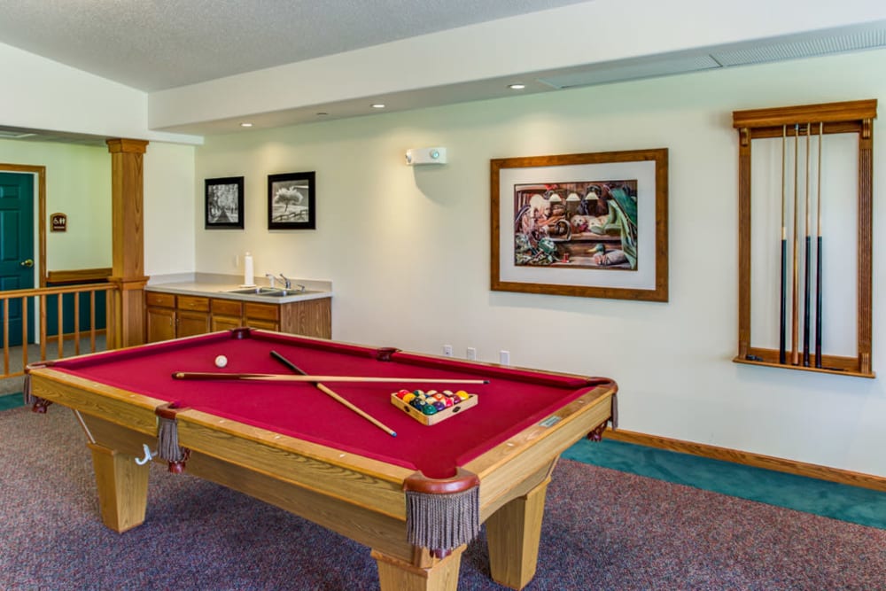 Billiard room at Prairie Hills Tipton in Tipton, Iowa.