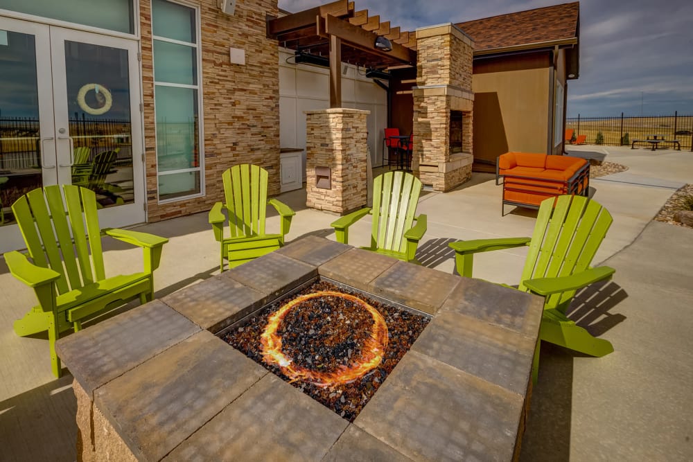 Seating around the fire pit at Granite 550 in Casper, Wyoming