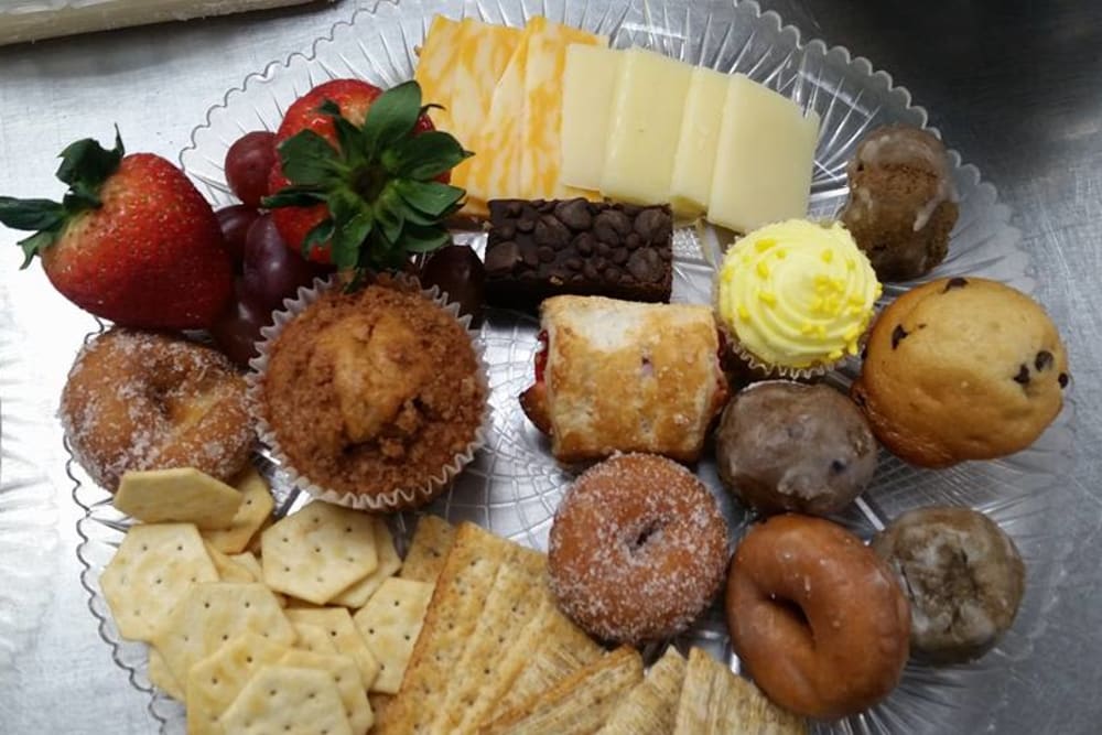 Pastries and snacks for a community event at Prairie Meadows Senior Living in Kasson, Minnesota.