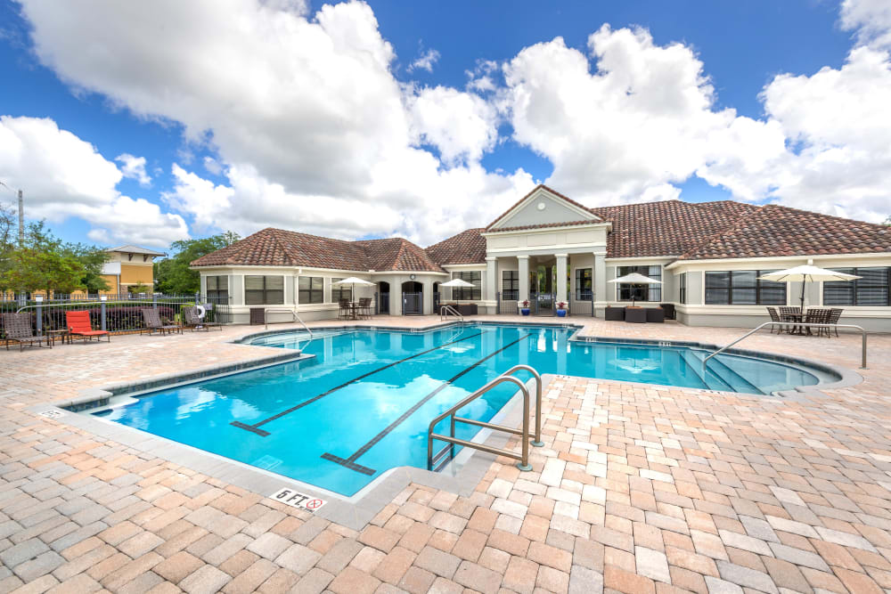 Resort-style swimming pool at Mirador & Stovall at River City in Jacksonville, Florida
