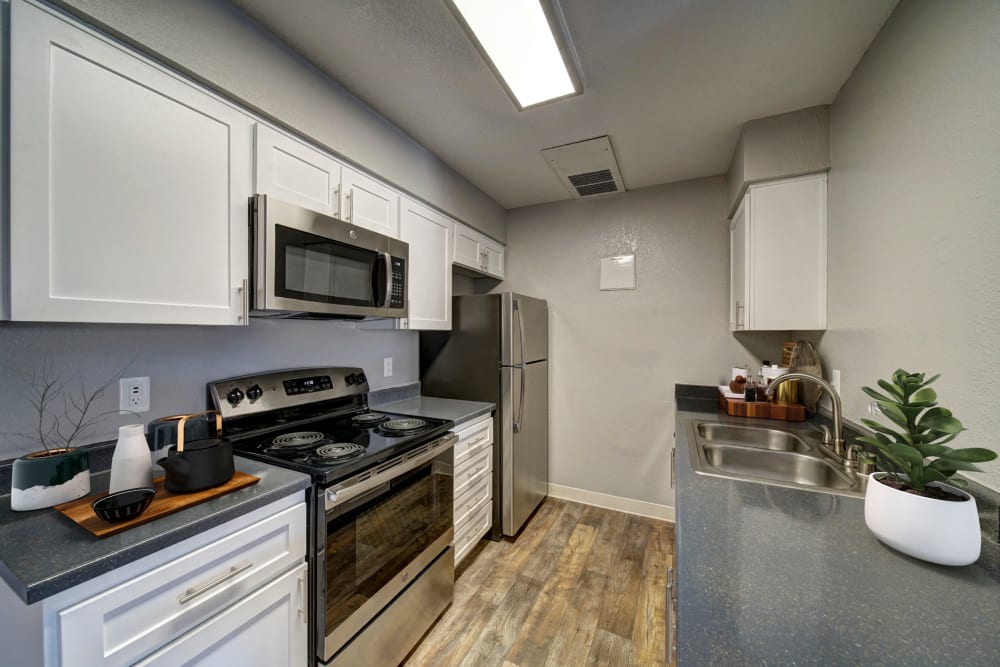 White cabinetry kitchen renovation with stainless steel appliances